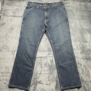 Ariat Rebar M4 Relaxed Boot Cut Jeans Mens 36x32 (Fits 38x32) Blue Work Denim